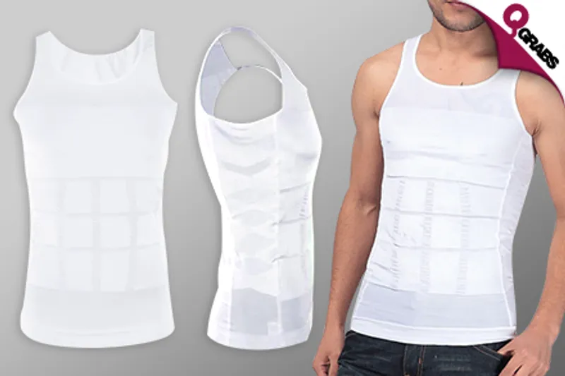 For QR69 Experience a thinning effect with White Men's Body Slimming Vests - Choose from 4 Sizes! (QR129 Value)